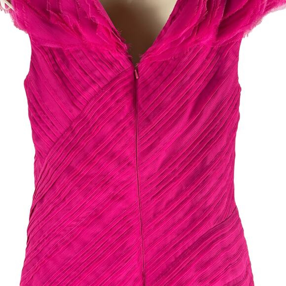 Tadashi Shoji Puff Shoulder Ruffle Cocktail Dress Pink Size 8 - Picture 8 of 9